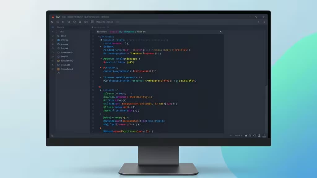 Een strak monitorbeeld met kleurrijke code, symbool voor efficiënte MongoDB-beheertools voor ontwikkelaars.