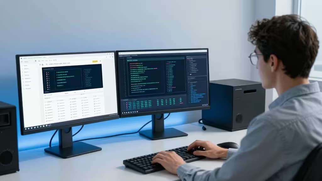 Developer manages self-hosted Kubernetes clusters on dual monitors with budget-friendly tools.