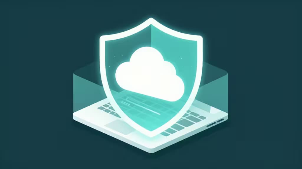 Abstract illustration of a laptop running AI locally, shielded by a glowing privacy barrier, representing on-device inference without cloud dependency