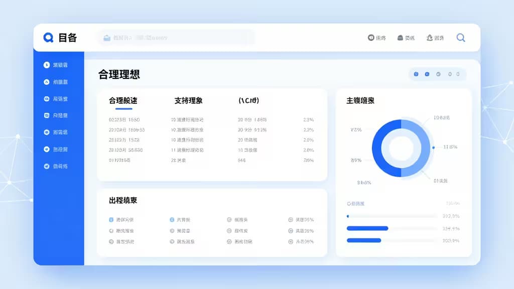 Blue dashboard displays compliance metrics, charts, and regulatory data for AI-driven reporting.