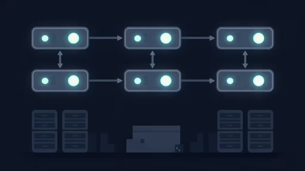 Glowing toggle switches connect server racks, symbolizing self-hosted feature flag tools like Flagsmith and Unleash for developers.