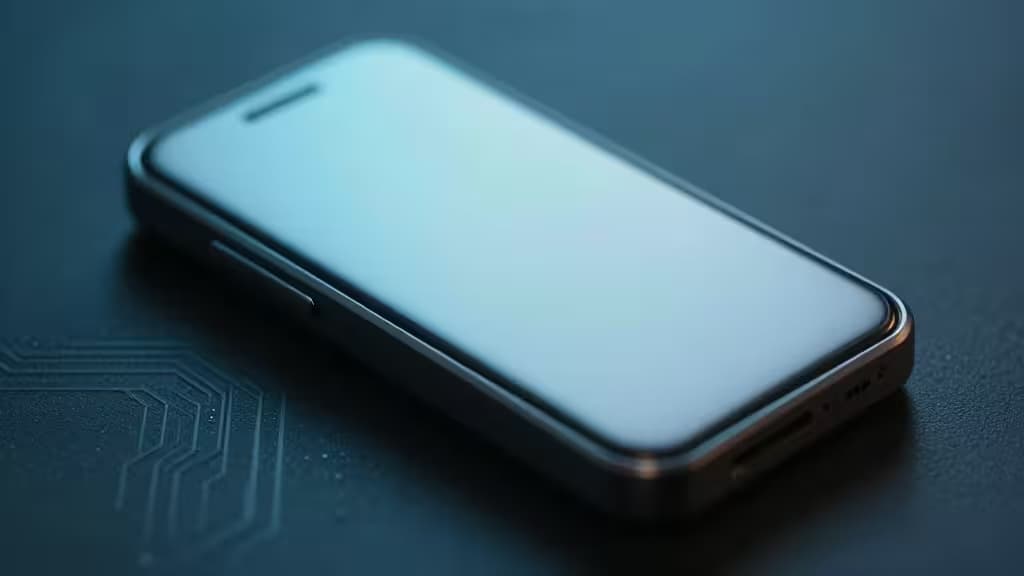 A sleek smartphone rests on a dark surface with circuit patterns, symbolizing secure crypto storage for budget hardware wallets like SafePal S1, Tangem, and Trezor Safe 3.