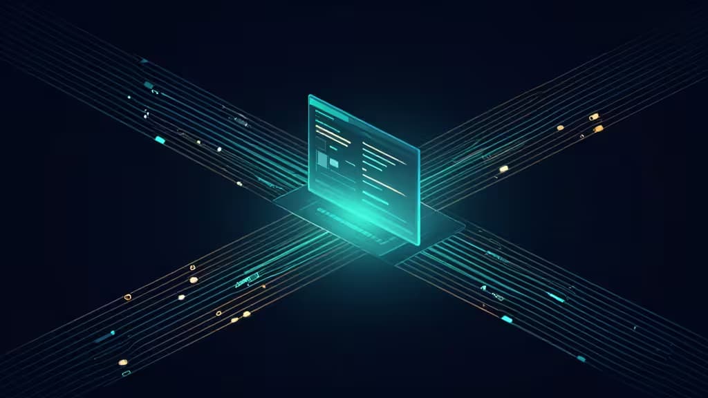 Tableau de bord holographique lumineux flottant au-dessus de flux de données entrelacés, symbolisant la gestion de logs en temps réel sur plusieurs plateformes alternatives.