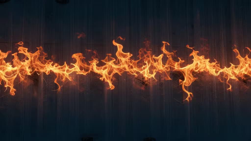 A fiery horizontal line burns across a dark, textured background, symbolizing the Great Firewall's barriers.