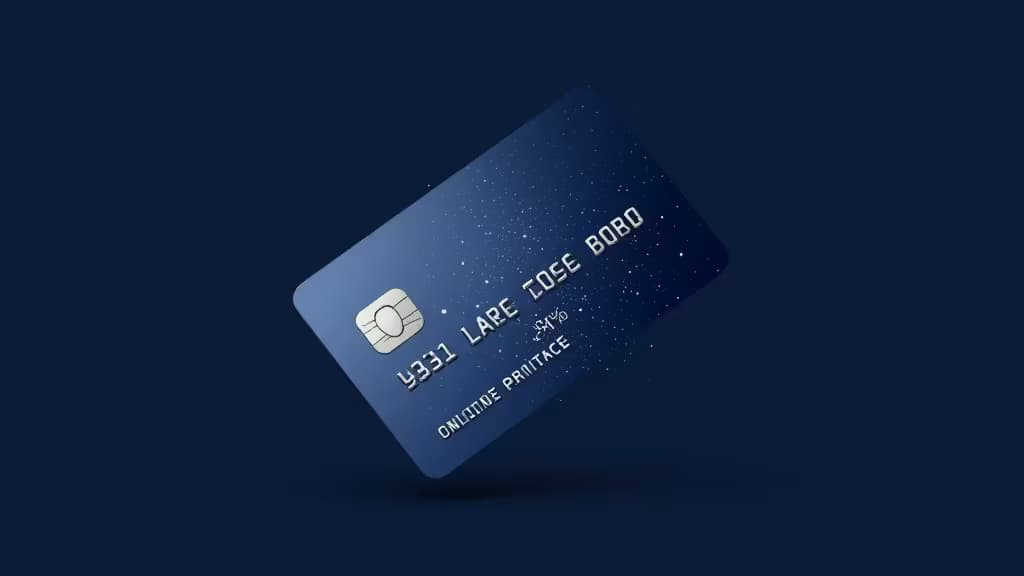 A glowing credit card dissolving into particles of light against a dark background, symbolizing virtual and disposable card numbers for online privacy.