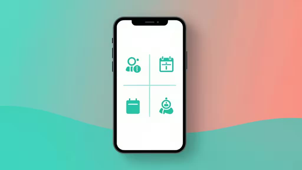 Ein Smartphone zeigt türkise Zahlungs-Icons auf weißem Bildschirm, zentriert vor einem Gradienten-Hintergrund von Türkis bis Pink.