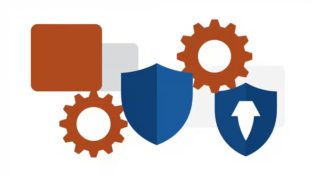 Abstract geometric illustration in rust-orange and steel-blue tones representing code analysis, linting, and security scanning for Rust development teams.