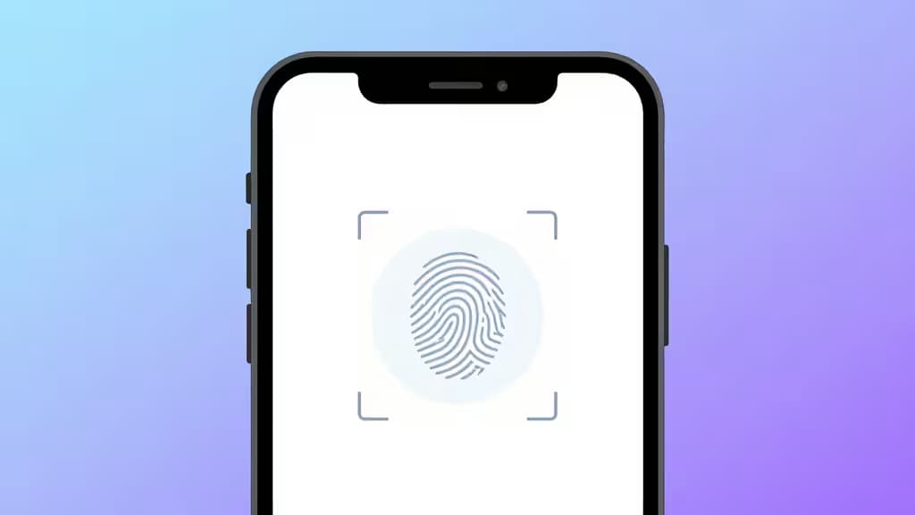 Smartphone displaying fingerprint scan interface for biometric password manager unlock.