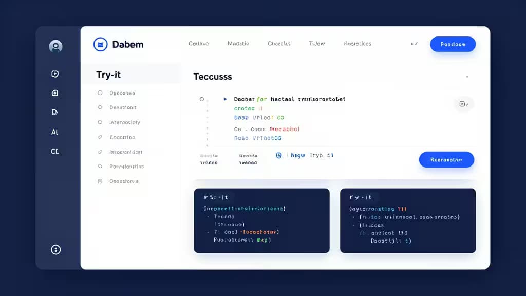 Interface moderne de tableau de bord affichant des outils de documentation API avec des éléments d'interface en français et des indicateurs de prix