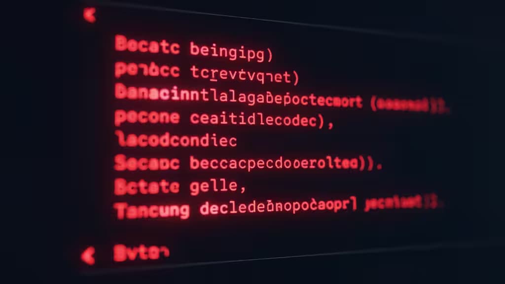 Red glowing code on dark screen, symbolizing hidden vulnerabilities in Git repositories.