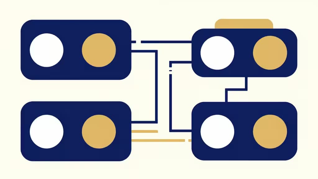 Abstract illustration of feature flag toggles and deployment dashboards in blue and amber tones