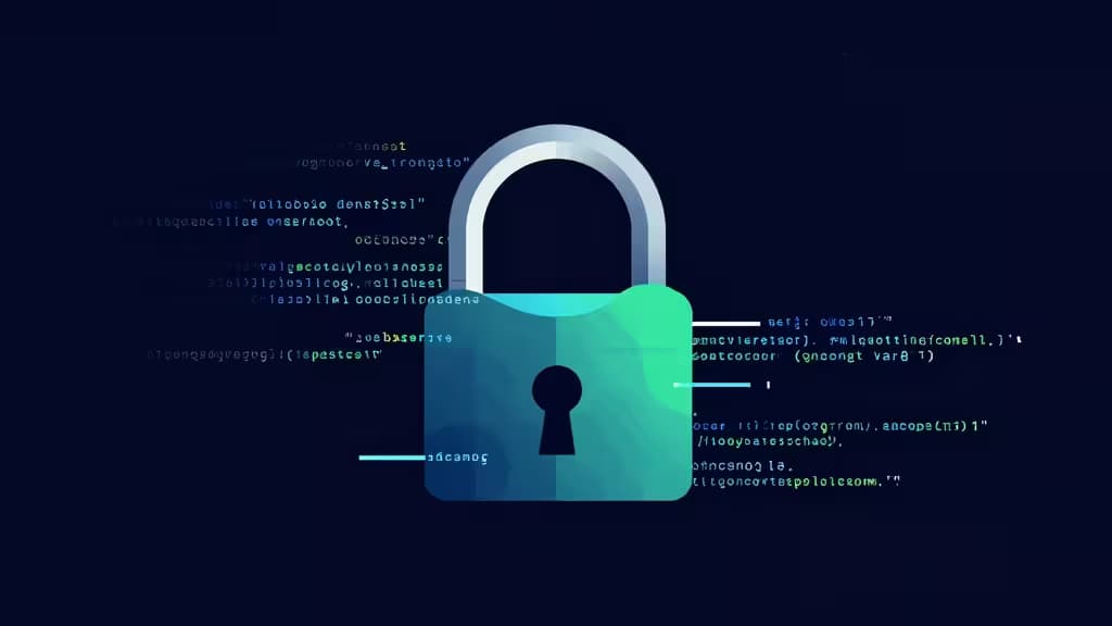 A glowing padlock overlays code snippets, symbolizing secure, self-hosted identity management for startups.