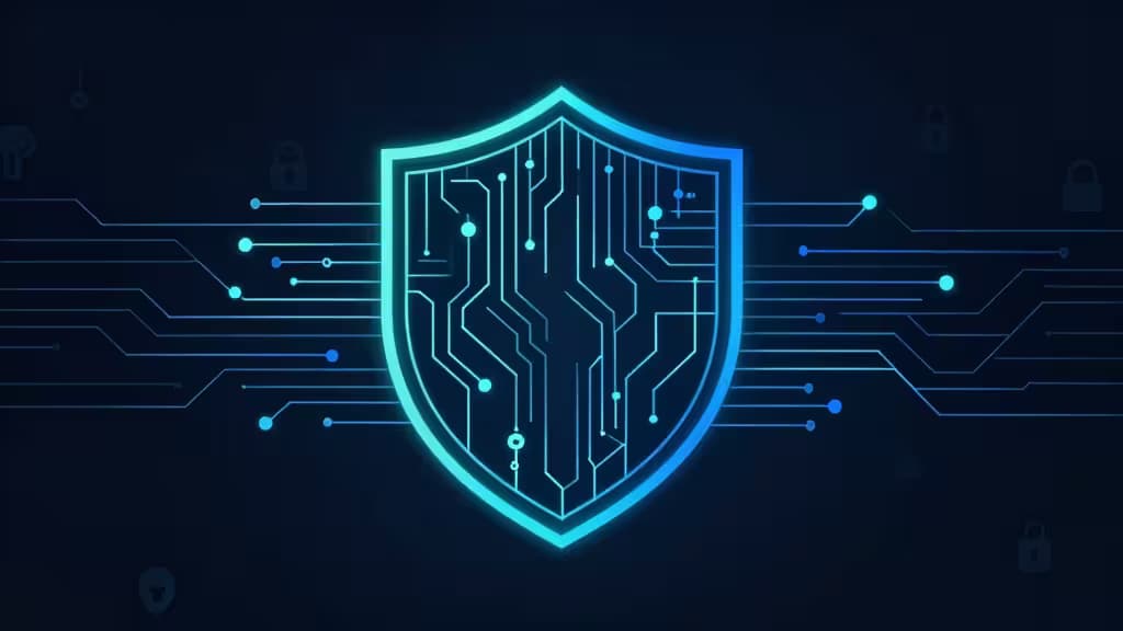 Glowing blue circuit-board shield symbolizes secure, open-source authentication tools for self-hosted identity management.