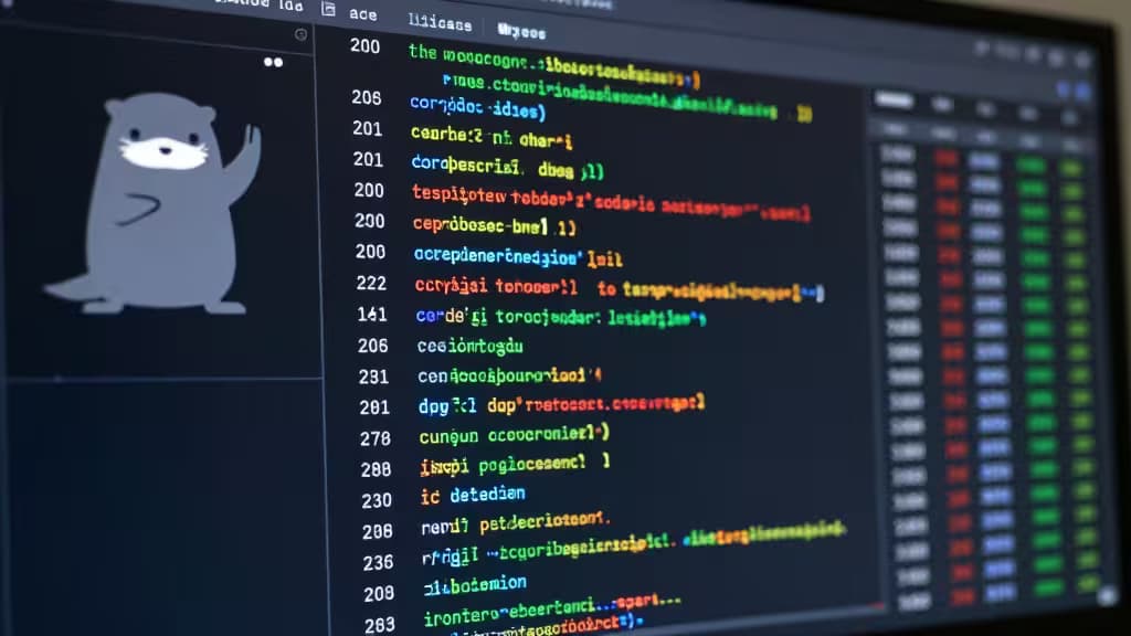 A computer screen displays Go code with syntax highlighting and an otter mascot, representing error monitoring tools.