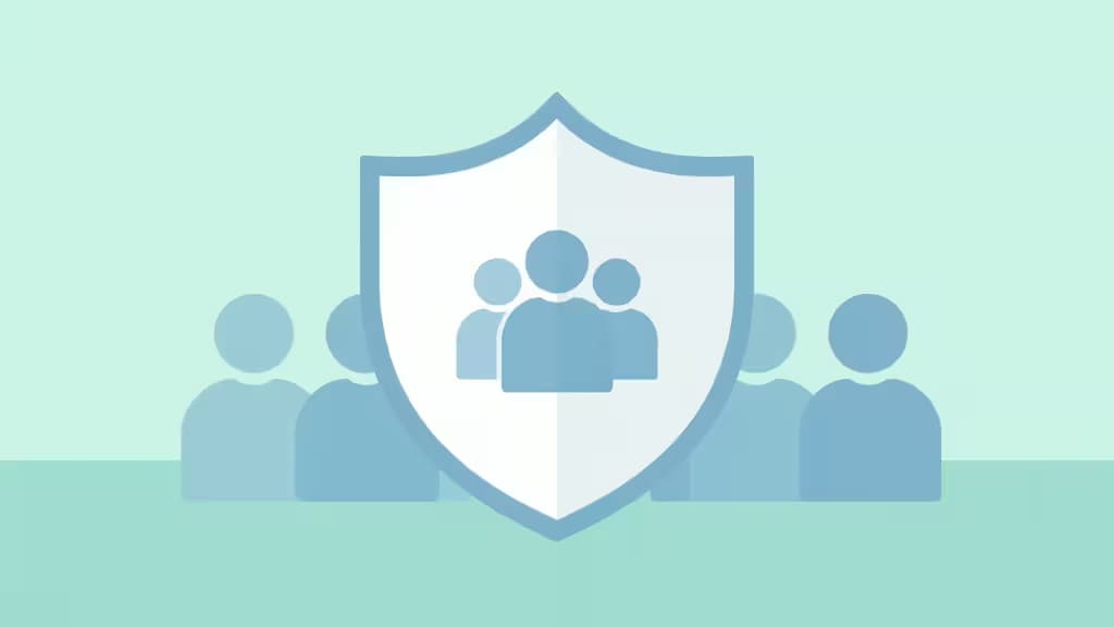 Abstract illustration of a community building with a protective shield overlay, symbolizing trust and financial security for nonprofit organizations.