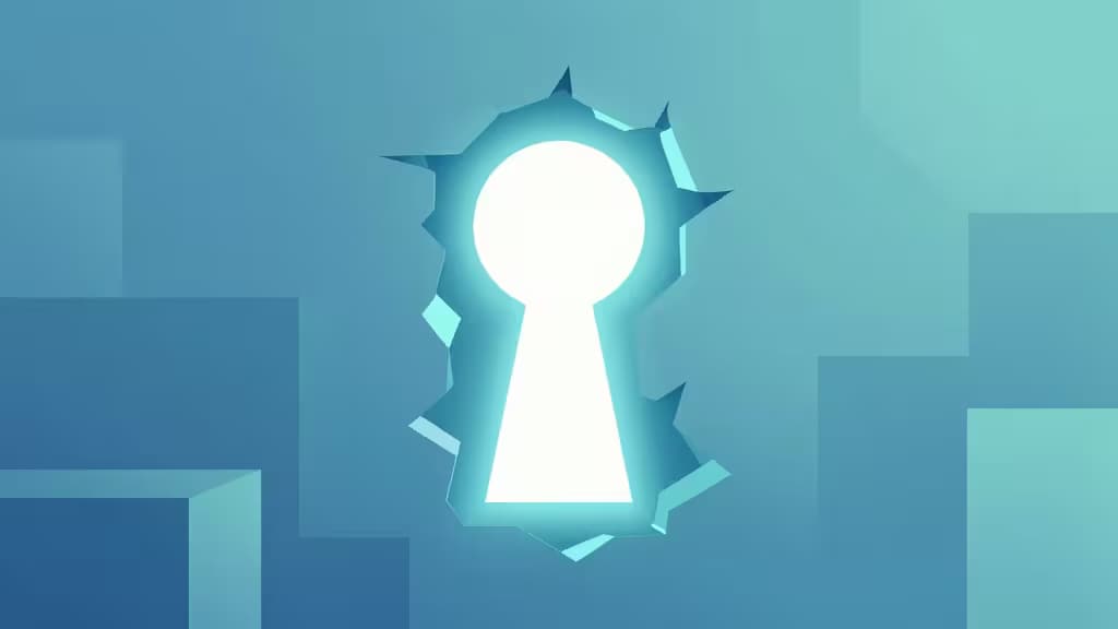 Abstract illustration of a glowing portal breaking through a geometric barrier wall, symbolizing censorship circumvention and internet freedom