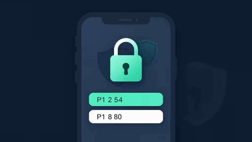 A smartphone displays offline 2FA codes beneath a teal padlock and shield icon on a dark blue screen.