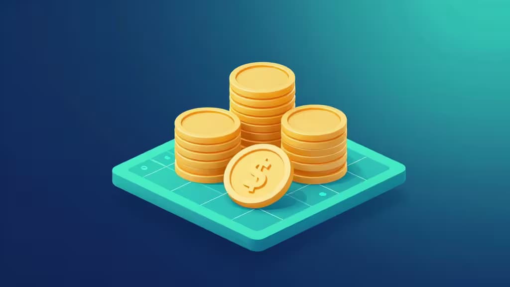 Golden dollar coins stack atop a teal digital ledger, symbolizing stablecoin yield growth across DeFi and CeFi platforms in 2026.