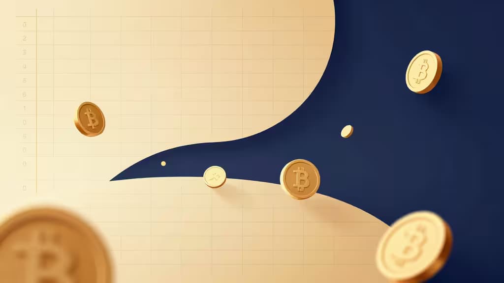 Golden Bitcoin coins float over a grid-lined chart, symbolizing crypto tax tracking for airdrop income in 2024.