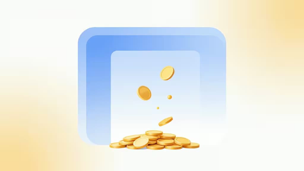 Golden coins cascade through a translucent blue digital gateway, symbolizing seamless low-fee crypto on-ramps for small purchases under $50.