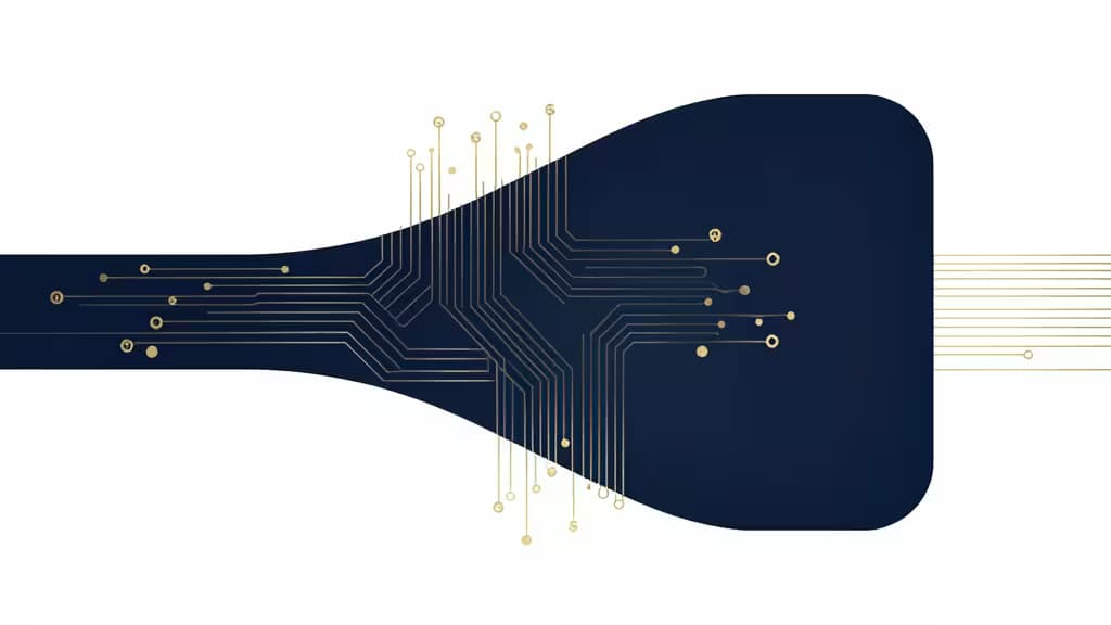 Gold circuit lines flow across a dark blue abstract shape, symbolizing global crypto transactions.