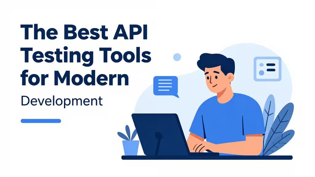 Developer workspace with laptop displaying API testing interface and code editor
