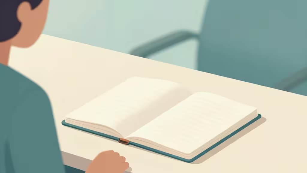 A teal notebook lies open on a white desk, symbolizing HIPAA-compliant AI therapy note tools for mental health professionals.