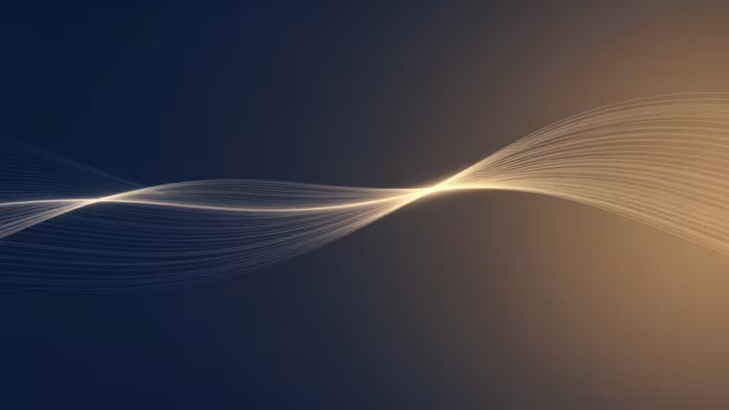 Des vagues de lumière éthérée traversent un fond en dégradé, symbolisant la génération de vidéo IA fluide pour les équipes marketing.