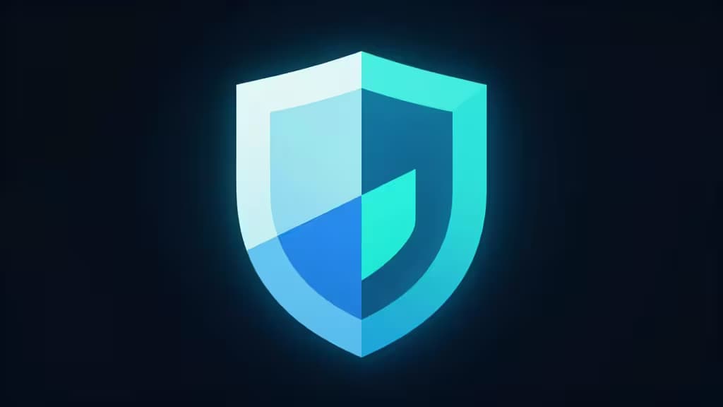 A glowing, layered shield icon in cyan and blue hues symbolizes secure 2FA authentication.