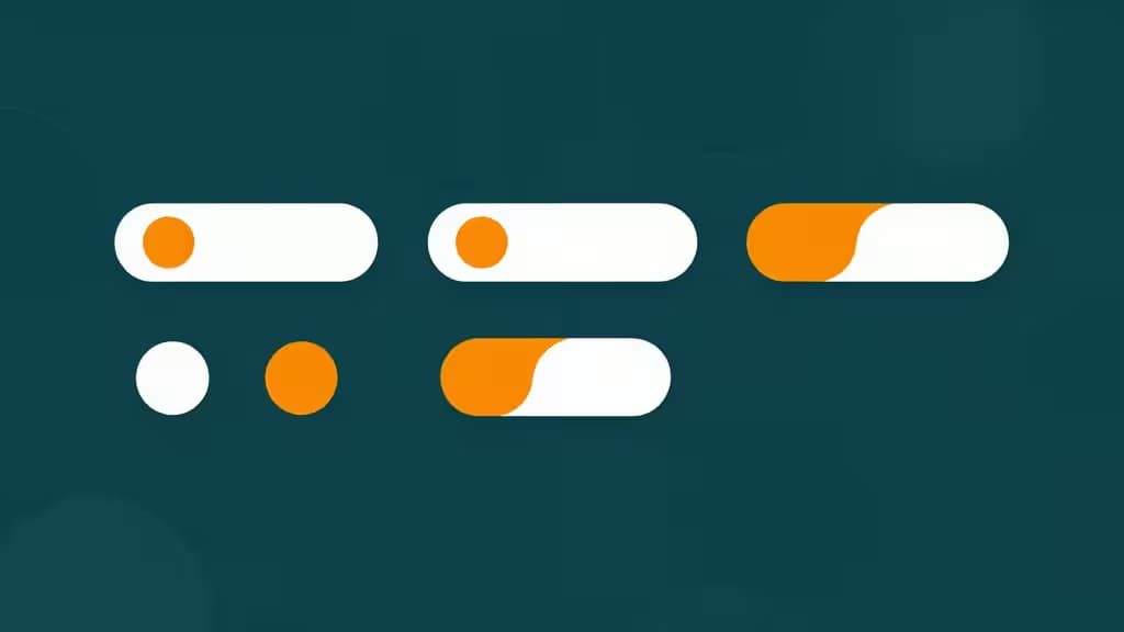 Orange and white toggle switches float on a teal background, symbolizing feature flag controls for budget-friendly dev teams.