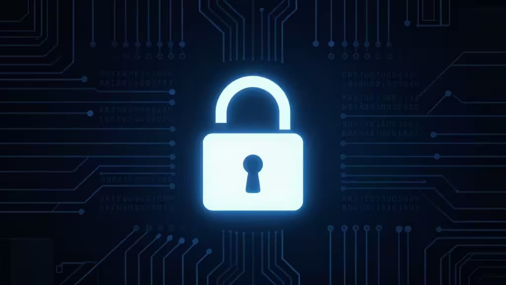 Glowing digital padlock symbolizes secure, encrypted storage for cryptocurrency seed phrases on circuit board background.