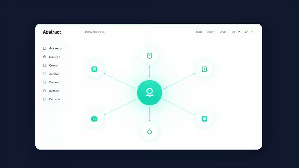 A glowing teal developer portal dashboard displays interconnected service nodes radiating from a central hub, symbolizing modular internal tooling alternatives.