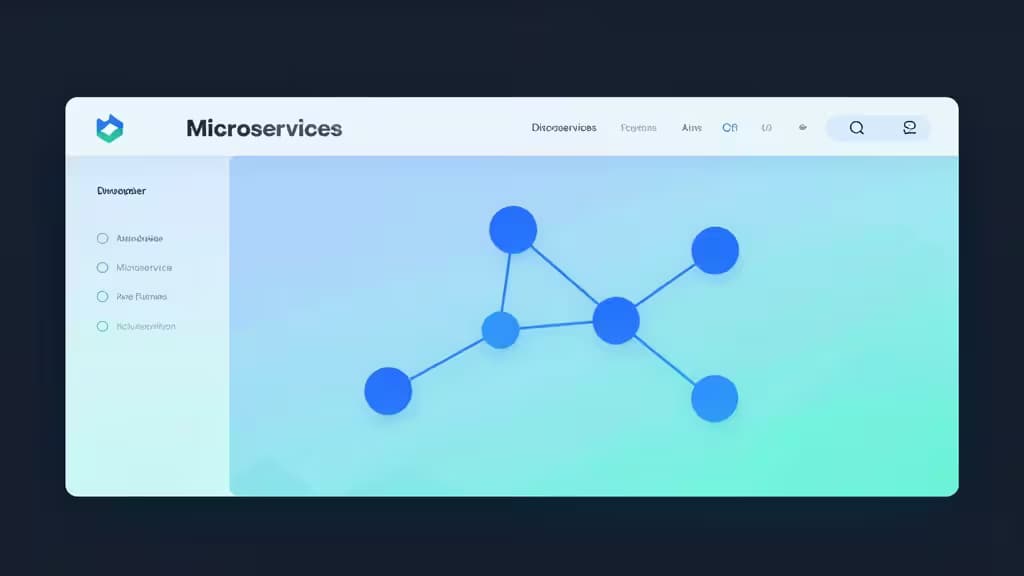 A sleek dashboard displays interconnected blue microservice nodes on a gradient background, symbolizing startup IDP architecture.