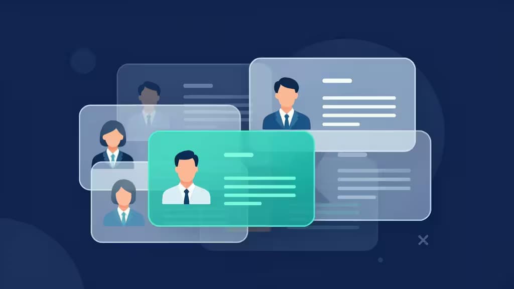 Overlapping translucent profile cards display diverse business professionals, symbolizing multi-user access and shared financial management for LLCs.