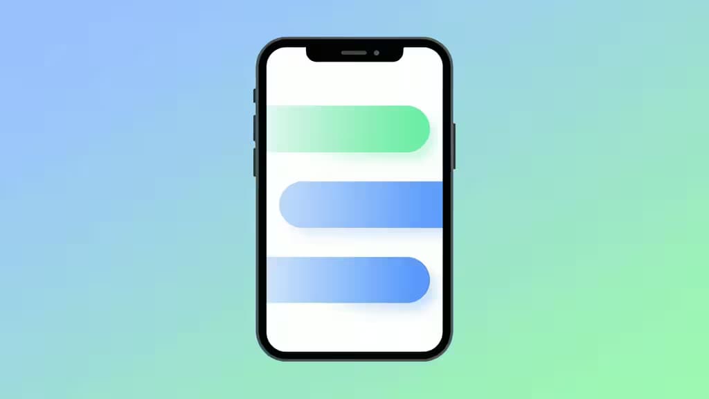 A smartphone displays three gradient-colored horizontal bars representing payment installments on its screen.