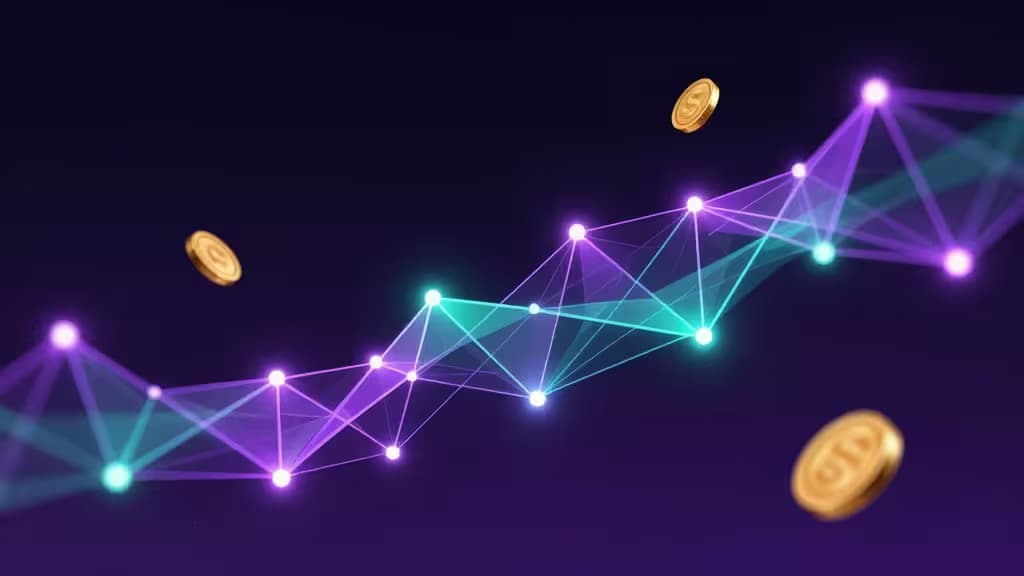 Glowing network lines and floating gold coins illustrate Solana and meme coin trading platforms like Jupiter, Pump.fun, Raydium, Coinbase, and Uniswap in 2026.