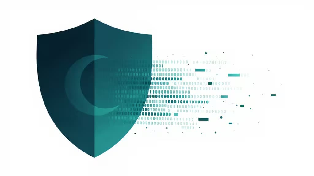 Abstract illustration of an encrypted shield dissolving into streams of data particles, symbolizing VPN bypass of internet censorship