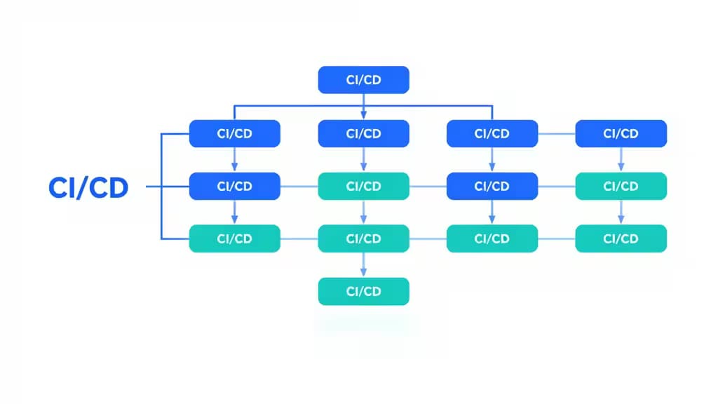 A flowchart of interconnected CI/CD nodes illustrates monorepo tool workflows under $100/month.