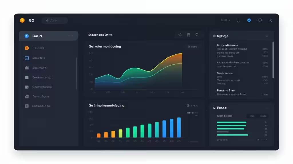 Dark-mode dashboard displays Go error monitoring with real-time graphs and alert metrics.